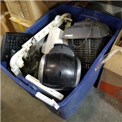 LARGE TOTE OF KITCHEN APPLIANCES, BUG ZAPPER, GRILL