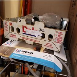 MOEN KITCHEN FAUCET, BATHROOM SCALE, PLASTIC BAG ROLL, AND MORE