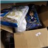 Image 1 : BOX OF NEW BED SHEET, BOBBLEHEAD AND MORE
