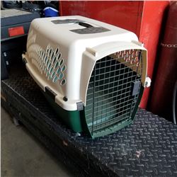 TAN AND GREEN PET CARRIER