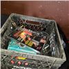 Image 2 : BLACK CRATE OF TOOLS AND BOX OF WHEELS AND ROPE