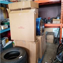 PALLET OF LOCKING STAINLESS RV SPARE TIRE COVERS W/KEYS