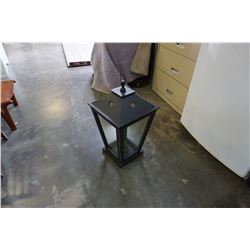 28" LARGE WOOD AND GLASS LANTERN