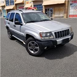 2004 JEEP GRAND CHEROKEE LAREDO, 4 DOOR HATCH BACK 4 LITRE AUTOMATIC, 272430KM, NEW ROTOR + PADS ON 