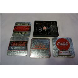 COCA COLA TINS AND MINI COCA COLA BOTTLES SOME FULL