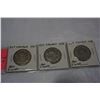 Image 2 : 3 CANADIAN SILVER 50c COINS 1951 1952 1953 .800 SILVER