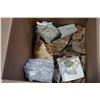 Image 1 : BOX OF FOSSILS, CRYSTALS, AND SEMI PRECIOUS STONES
