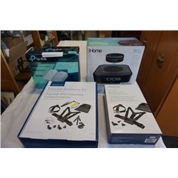 IHOME AMAZON ECHO DOT DOCK, GIGABIT POWERLINE STARTER KIT AND 2 GOPRO ACCESSORY KITS