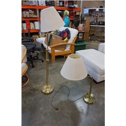 BRASS FLOOR LAMP AND TABLE LAMP