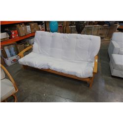 OAK FRAMED FUTON W/ MATTRESS