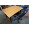 Image 1 : MAPLE METAL LEG DESK AND LEATHER GAS LIFT OFFICE CHAIR