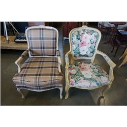 2 WOOD FRAMED DINING CHAIRS