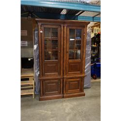 ASHLEY FLOOR MODEL 2 PIECE ILLUMINATED GLASS DOOR DISPLAY PIER UNIT, RETAIL $2749