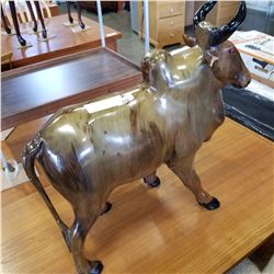 2 FOOT WOODEN BULL FIGURE
