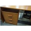 Image 2 : VINTAGE TEAK FINISH 3 DRAWER STUDENTS DESK WITH SIDE BOOKSHELF