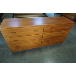 TEAK FINISH 6 DRAWER DRESSER