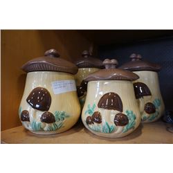 VINTAGE 4 PIECE MUSHROOM CANISTER SET