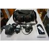Image 1 : OLYMPICS OM10 CAMERA W/ 2 LENSES, FLASHBULB, AND CARRY BAG