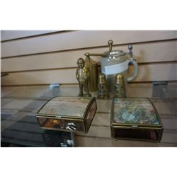 2 MUSIC BOXES AND BRASSWARE