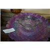 Image 2 : YELLOW GLASS DISH, SILVER OVER LAY DISH, AND PURPLE PLATTER AND COLLECTOR PLATE