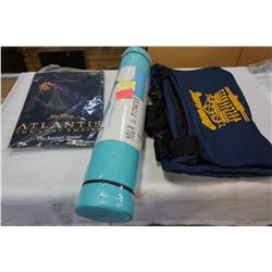 NEW DISNEY ATLANTIS T SHIRT ADULT XL AND NEW GOLD MEDAL VOLLEYBALL GYM BAG AND YOGA MAT