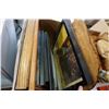 Image 7 : 2 BOXES OF CARVED WOOD FIGURES, CANISTERS, AND MORE