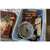 Image 2 : TOTE OF VINTAGE COLLECTIBLES, CRYSTAL ASHTRAYS, COMICS, GRAD YEAR BOOKS ETC