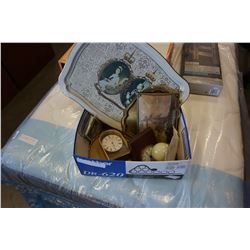 VINTAGE TRAYS, CLOCKS, ETC