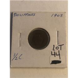 1903 Philippines 1/2 Cent Nice Early Coin