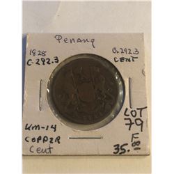 Very Rare Hard to Get 1825 GB Penny KM 14 in Book in Fine Grade