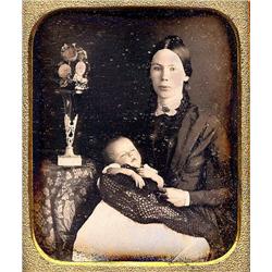 Daguerreotype   MOTHER HOLDS DECEASED BABE.