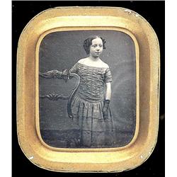 Framed Daguerreotype   GIRL BESIDE CHAIR.