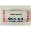 Image 1 : $25 ROLL OF 2008 JAMES MONROE DOLLARS BU