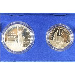 1986-S STATUE OF LIBERTY 2 COIN PROOF SET