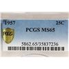 Image 3 : 1957 WASHINGTON SILVER QUARTER PCGS MS65