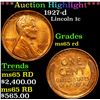 Image 1 : ***Auction Highlight*** 1927-d . . Lincoln Cent 1c Graded GEM Unc RD By USCG (fc)