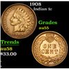 Image 1 : 1908 . . Indian Cent 1c Grades Choice AU