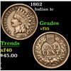 Image 1 : 1862 . . Indian Cent 1c Grades vf++
