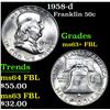Image 1 : 1958-d . . Franklin Half Dollar 50c Grades Select Unc+ FBL