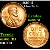 Image 1 : 1939-d . . Lincoln Cent 1c Grades GEM+ Unc RD