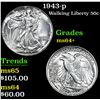 Image 1 : 1943-p . . Walking Liberty Half Dollar 50c Grades Choice+ Unc