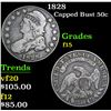 Image 1 : 1828 . . Capped Bust Half Dollar 50c Grades f+