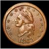 Image 2 : 1863 Turban Liberty I O U 1 Cent Reverse . Civil War Token 1c Grades xf+