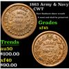 Image 1 : 1863 Army & Navy Rare Sunburst above wreath It must and shall be preserved CWT 1c Grades xf+