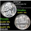 Image 1 : 1944-p Mint Error Struck Through Grease On Rev Jefferson Nickel 5c Grades GEM+ 5fs