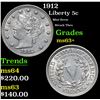 Image 1 : 1912 Mint Error Struck Thru Liberty Nickel 5c Grades Select+ Unc