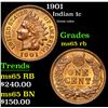 Image 1 : 1901 Great color . Indian Cent 1c Grades GEM Unc RB