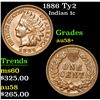 Image 1 : 1886 Ty2 . . Indian Cent 1c Grades Choice AU/BU Slider+