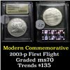 Image 1 : 2003-p First Flight . . Modern Commem Dollar $1 Graded ms70, Perfection by USCG
