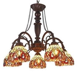 Tiffany-style 5 Light Victorian Large Chandelier 27" Wide